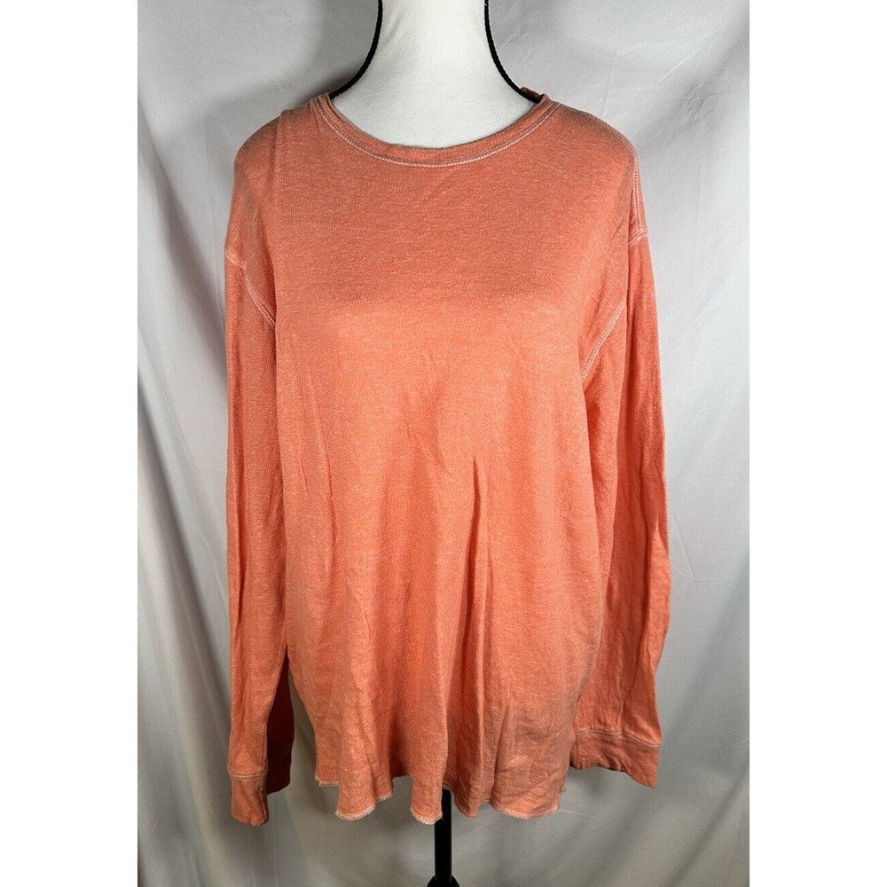 RECLAIM STANDARD Long Sleeve Orange Mens size XL T Shirt cuffed sleeve raw hem